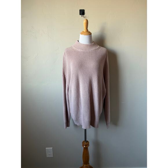 Haven Well Within Organic Cotton Mock Neck Chunky Knit Sweater in Dusty Rose - Picture 6 of 6